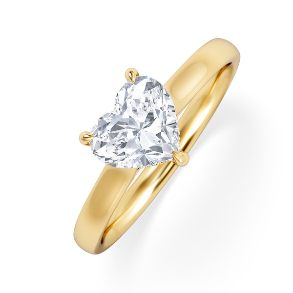 Amora Heart 1.07ct Hidden Halo Lab Diamond Engagement Ring F/VS Set in 18K Gold